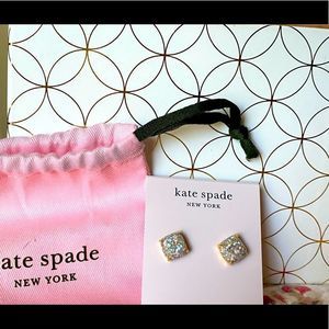 Super Sparkly Kate Spade Earrings!  Studs set in gold,New With Tags and Bag